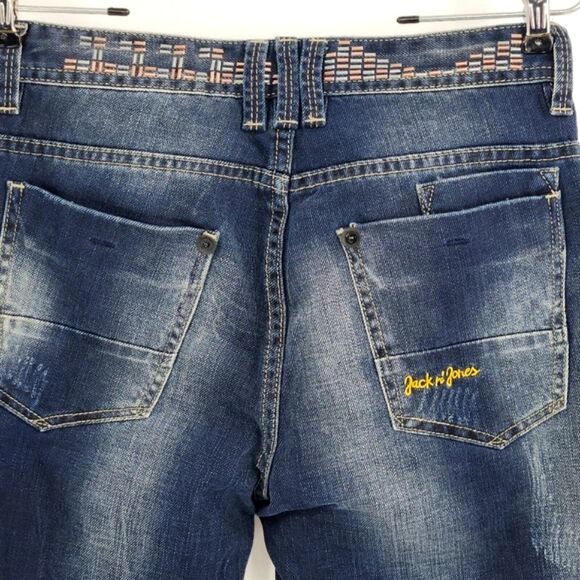 Jack & Jones O Yanker Raymond Jeans Size 28x32 Men Distressed Black Straight Leg - Picture 3 of 10